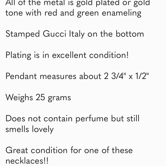 Vintage GUCCI Perfume Bottle Pendant Necklace Sherry Line EXCELLENT Condition 💛 - Picture 8 of 8